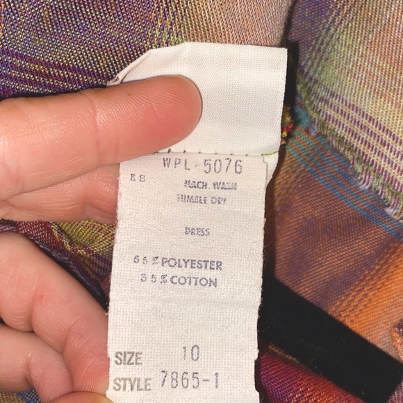 YSL Vintage Plaid Ruffle Neck Dress - Picture 3 of 9